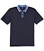 Color:Dark Blue - Image 1 - BOSS Slim-Fit Phillip 36 Short Sleeve Polo Shirt