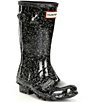 Color:Black - Image 1 - Girls' Original Giant Glitter Waterproof Rain Boots (Youth)