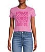 Color:Pink - Image 1 - Groove & Co. Cropped Graphic T-Shirt