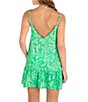 Color:Jade - Image 2 - Marina Printed V-Neck Adjustable Strap Mini Cover-Up Dress