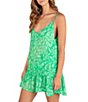 Color:Jade - Image 3 - Marina Printed V-Neck Adjustable Strap Mini Cover-Up Dress