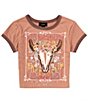 Color:Rust - Image 1 - Big Girls 7-16 Short Sleeve Wild Heart Boxy T-Shirt