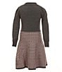 Color:Charcoal - Image 2 - Little Girls 4-6X Long-Sleeve Fit-And-Flare Sweater Dress