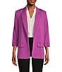 Color:Violet - Image 1 - 3/4 Notch Lapel Ruched Sleeve Flap Pocket Blazer