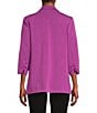 Color:Violet - Image 2 - 3/4 Notch Lapel Ruched Sleeve Flap Pocket Blazer