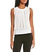 Color:Off White - Image 1 - Banded Bottom Sleeveless Pleated Top
