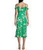Color:Green Floral - Image 2 - Floral Print Cowl Neck Cold Shoulder Midi Slit Dress