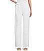 Color:Optic White - Image 1 - High Rise Paper Bag Side Slit Belted Long Pants