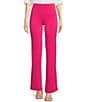 Color:Pink - Image 1 - Mid Rise Pull-On Flare Pants