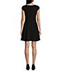 Color:Black - Image 2 - Cap Sleeve Pleated Fit & Flare Dress