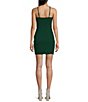 Color:Green - Image 2 - V-Neck Rhinestone Trim Faux Wrap Dress