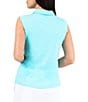 Color:Seafoam - Image 2 - Essential Solid Sleeveless Point Collar Polo Top