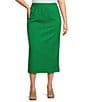 Color:Green/Blue - Image 1 - Plus Size Alphabet Jacquard Knit Side Striped Trim Pull-On Coordinating Midi Skirt
