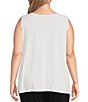 Color:White - Image 2 - Plus Size Knit Jersey Scoop Neck Sleeveless Layering Tank Top