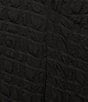 Color:Black - Image 3 - Plus Size Textured Bubble Check Pucker Woven Mock Neck 3/4 Sleeve Asymmetrical Hem Pocketed Sheath Midi Dress
