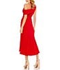 Color:Red - Image 2 - Ieena for Mac Duggal Asymmetric One Shoulder Thigh High Slit Jersey Midi Dress
