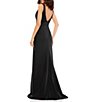 Color:Black - Image 2 - Ieena for Mac Duggal Plunging V-Neck Bow Shoulder Sleeveless Low Back Detail A-line Dress