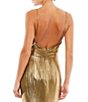 Color:Bronze - Image 4 - Ieena for Mac Duggal Plunging Surplice V-Neck Sleeveless Open Back Detail Sheath Gown