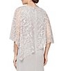 Color:Buff - Image 4 - 3/4 Sleeve Asymmetrical Glitter Mesh Capelet V-Neck Jersey Gown