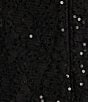 Color:Black - Image 6 - Petite Size Cap Sleeve Scoop Neck Sequin Lace A-Line Midi Dress