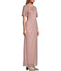 Color:Faded Rose - Image 3 - Petite Size Short Sleeve Embellished Cutout Crew neck Front Slit Gown
