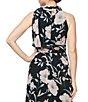 Color:Black Multi - Image 4 - Petite Size Tie Neck Floral Chiffon Maxi Dress