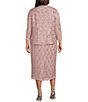 Color:Blush - Image 2 - Plus Size Scalloped Sequin Lace Square Neck 3/4 Sleeve 2-Piece Jacket Dress
