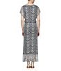 Color:Silver - Image 2 - Short Sleeve Fringe Hem Crochet Blouson Round Neck Dress