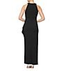 Color:Black - Image 2 - Petite Size Scuba Crepe Sleeveless Beaded Twisted Halter Neck Ruffled Gown