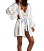 Color:Ivory - Image 1 - Lace Teddy and Satin Wrap Robe Bridal Set