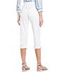 Color:Bright White - Image 2 - Petite Size Rose Flat Front Pull-On Capri Pants