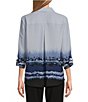Color:Etched Border - Image 2 - Olivia Point Collar Etched Border Long Roll-Tab Sleeve Button Front Utility Blouse