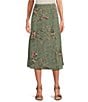 Color:Floral Muses - Image 1 - Petite Size Floral Soft Separates Side Zip Lined Coordinating Midi Skirt