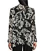 Color:Floral Gestures - Image 2 - Petite Size Soft Separates Floral Gestures Print Open Front Roll-Tab Sleeve Jacket