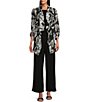 Color:Floral Gestures - Image 3 - Petite Size Soft Separates Floral Gestures Print Open Front Roll-Tab Sleeve Jacket