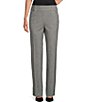 Color:Black/White - Image 1 - Petite Size the PARK AVE fit Stretch Front Pocketed Tummy Control Straight Leg Pants