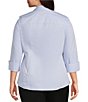 Color:Blue Wave - Image 2 - Plus Size Taylor Gold Label Non-Iron 3/4 Sleeve Button Front Shirt
