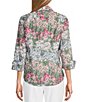 Color:Wild Floral - Image 2 - Taylor Gold Label Non-Iron Wild Floral 3/4 Sleeve Button Front Shirt