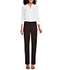 Color:Coffee - Image 3 - the PARK AVE fit Stretch Straight Leg Pants