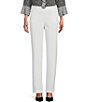 Color:White - Image 1 - the PARK AVE fit Stretch Front Pocketed Tummy Control Straight Leg Pants