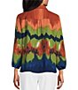 Color:Blurry Stripe - Image 2 - Woven Point Collar 3/4 Sleeve Button Front Top