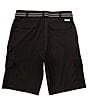 Color:Black - Image 2 - Clothing Simon Belted Stretch Microfiber Multi-Pocket Hybrid 11#double; Inseam Cargo Shorts