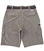 Color:Heathered Grey - Image 2 - Clothing Simon Belted Stretch Microfiber Multi-Pocket Hybrid 11#double; Inseam Cargo Shorts