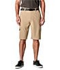 Color:Tan - Image 1 - Clothing Simon Belted Stretch Microfiber Multi-Pocket Hybrid 11#double; Inseam Cargo Shorts