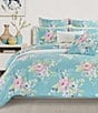 Color:Turquoise - Image 1 - J by J. Queen New York Esme Oversized Floral Bouquet Print Comforter Mini Set