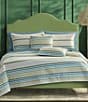 Color:Surf Teal - Image 3 - J. by J. Queen New York Bright Striped Roxane Quilted Pillow Sham
