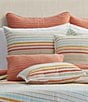 Color:Coral - Image 2 - J. by J. Queen New York Bright Striped Roxane Quilted Pillow Sham