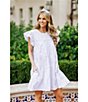 Color:White - Image 4 - Zara Embroidered Crew Neck Ruffle Cap Sleeve Novelty Trim Tiered Waistless Dress