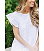 Color:White - Image 5 - Zara Embroidered Crew Neck Ruffle Cap Sleeve Novelty Trim Tiered Waistless Dress
