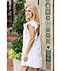Color:White - Image 6 - Zara Embroidered Crew Neck Ruffle Cap Sleeve Novelty Trim Tiered Waistless Dress